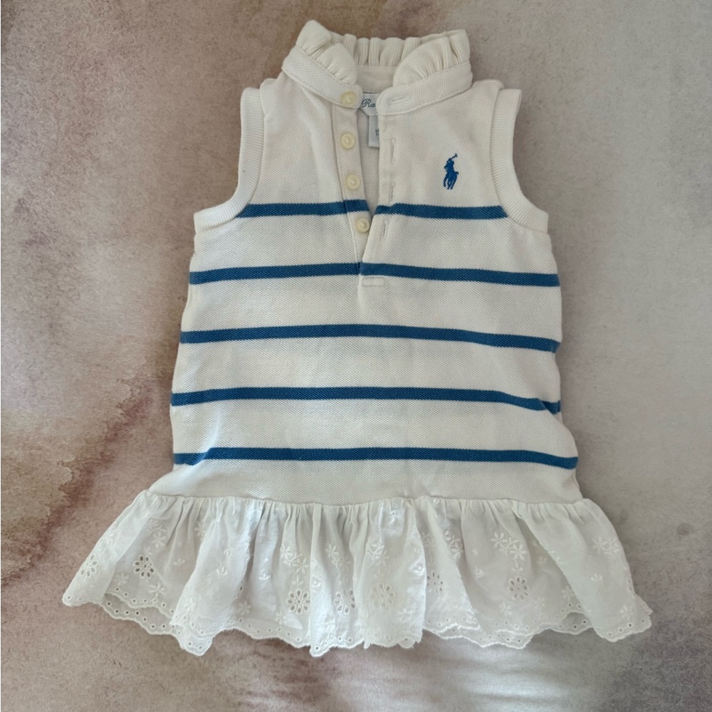 Kids Sleeveless Striped Dress with Ruffle Hem